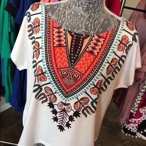 White blouse with print